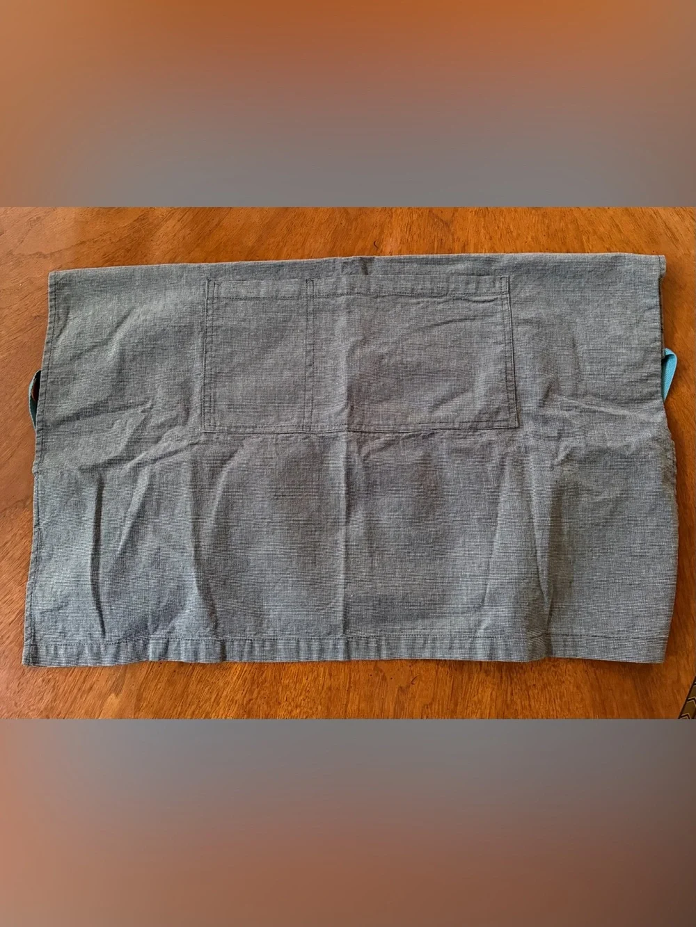 Pampered Chef Gray Waist Apron with Teal Ties - EUC!